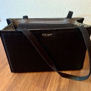 kate spade Sam box tote black canvas vintage purse handbag shoulder bag